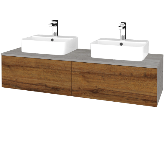 Kúpeľňová skrinka MODULE SZZ12 140 umývadlo Joy 3 - D01 Betón - D27 Cognac - Nie