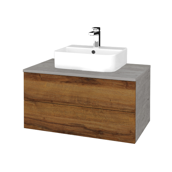 Kúpeľňová skrinka MODULE SZZ2 80 umývadlo Joy 3 - D01 Betón - D27 Cognac - Nie