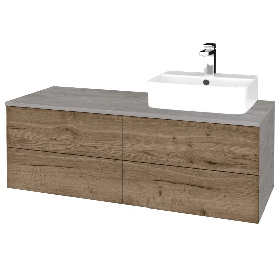Kúpeľňová skrinka MODULE SZZ4 120 umývadlo Joy 3 - D01 Betón - D21 Tobacco - Levé - Nie