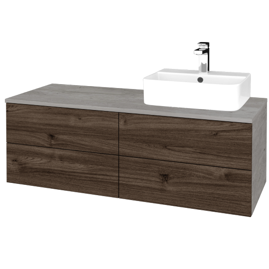 Kúpeľňová skrinka MODULE SZZ4 120 umývadlo Joy 3 - D01 Betón - D25 Teak - Levé - Nie