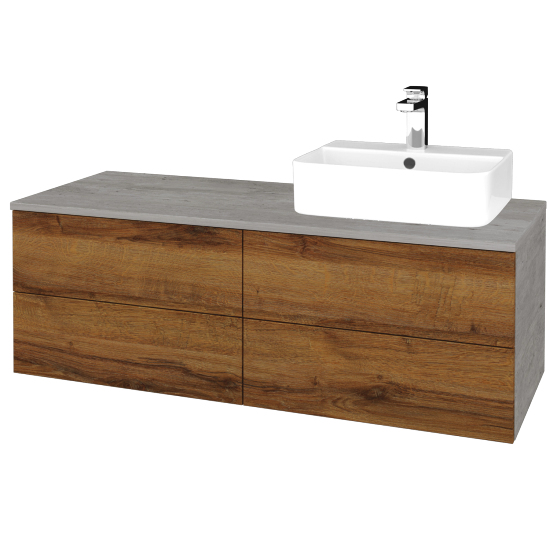 Kúpeľňová skrinka MODULE SZZ4 120 umývadlo Joy 3 - D01 Betón - D27 Cognac - Levé - Nie