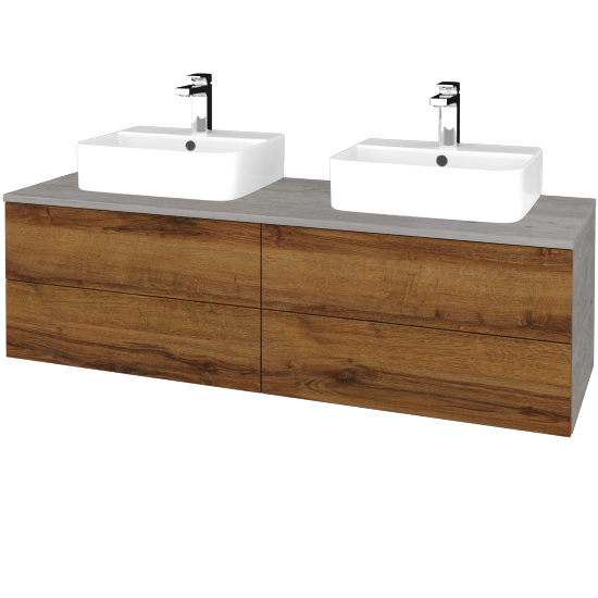 Kúpeľňová skrinka MODULE SZZ4 140 umývadlo Joy 3 - D01 Betón - D27 Cognac - Nie