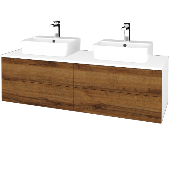 Kúpeľňová skrinka MODULE SZZ4 140 umývadlo Joy 3 - N01 Biela lesk - D27 Cognac - Nie