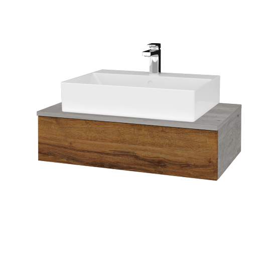 Kúpeľňová skrinka MODULE SZZ 80 umývadlo Kube - D01 Betón - D27 Cognac - Nie