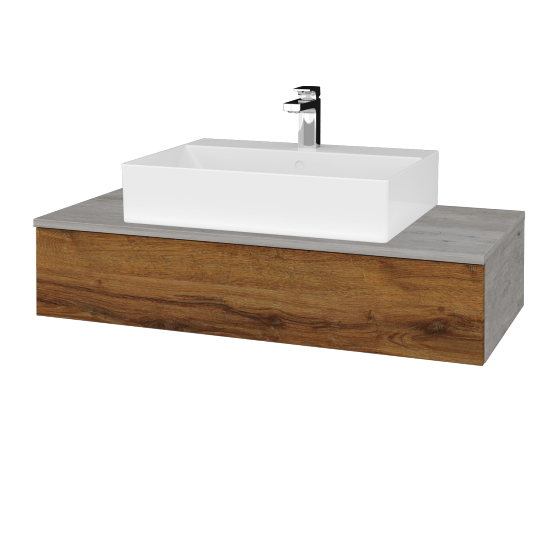 Kúpeľňová skrinka MODULE SZZ 100 umývadlo Kube - D01 Betón - D27 Cognac - Nie
