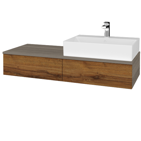 Kúpeľňová skrinka MODULE SZZ2 120 umývadlo Kube - D03 Cafe - D27 Cognac - Levé - Nie