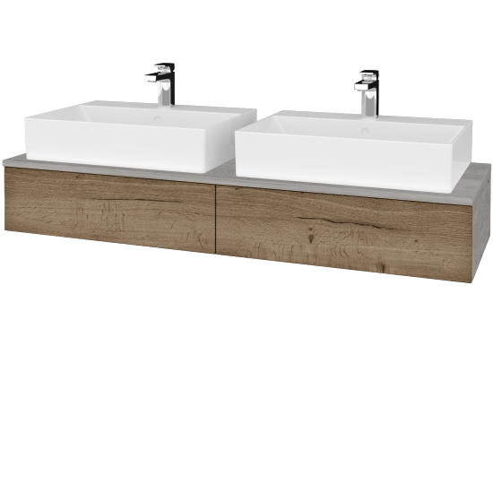 Kúpeľňová skrinka MODULE SZZ2 140 umývadlo Kube - D01 Betón - D21 Tobacco - Nie