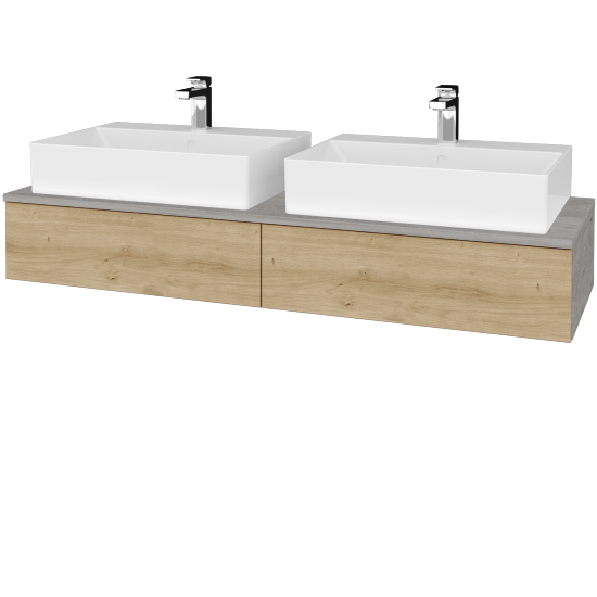 Kúpeľňová skrinka MODULE SZZ2 140 umývadlo Kube - D01 Betón - D22 Karamel - Nie