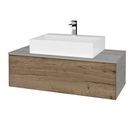 Kúpeľňová skrinka MODULE SZZ1 100 umývadlo Kube - D01 Betón - D21 Tobacco - Nie