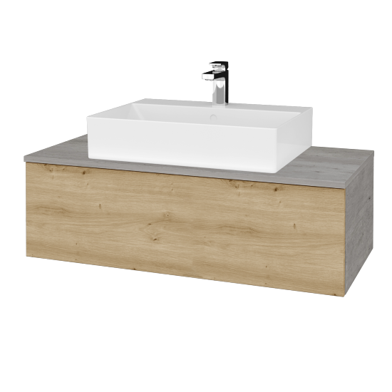 Kúpeľňová skrinka MODULE SZZ1 100 umývadlo Kube - D01 Betón - D22 Karamel - Nie