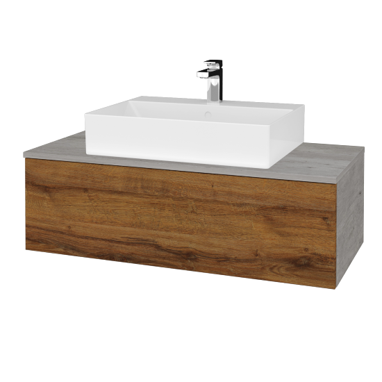 Kúpeľňová skrinka MODULE SZZ1 100 umývadlo Kube - D01 Betón - D27 Cognac - Nie