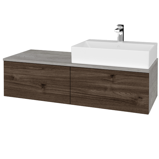 Kúpeľňová skrinka MODULE SZZ12 120 umývadlo Kube - D01 Betón - D25 Teak - Levé - Nie