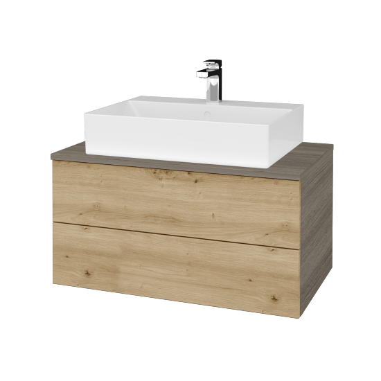 Kúpeľňová skrinka MODULE SZZ2 80 umývadlo Kube - D03 Cafe - D22 Karamel - Nie