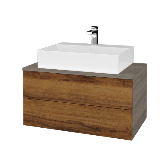 Kúpeľňová skrinka MODULE SZZ2 80 umývadlo Kube - D03 Cafe - D27 Cognac - Nie