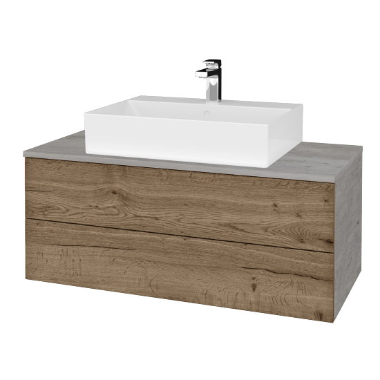 Kúpeľňová skrinka MODULE SZZ2 100 umývadlo Kube - D01 Betón - D21 Tobacco - Nie