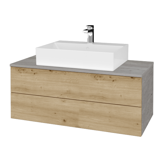 Kúpeľňová skrinka MODULE SZZ2 100 umývadlo Kube - D01 Betón - D22 Karamel - Nie