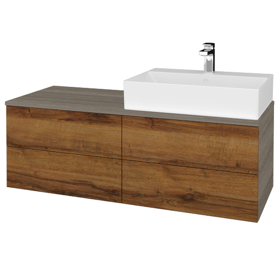 Kúpeľňová skrinka MODULE SZZ4 120 umývadlo Kube - D03 Cafe - D27 Cognac - Levé - Nie