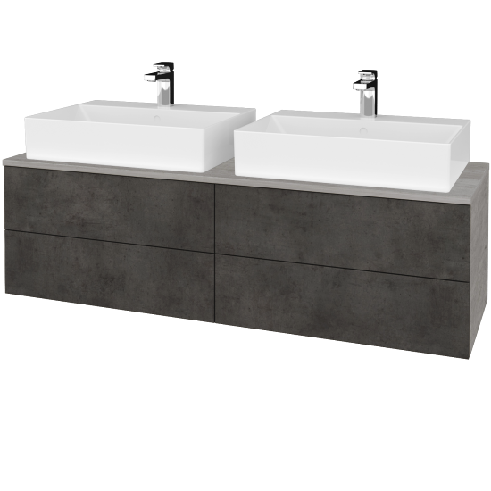 Kúpeľňová skrinka MODULE SZZ4 140 umývadlo Kube - D01 Betón - D16 Tmavý betón - Nie