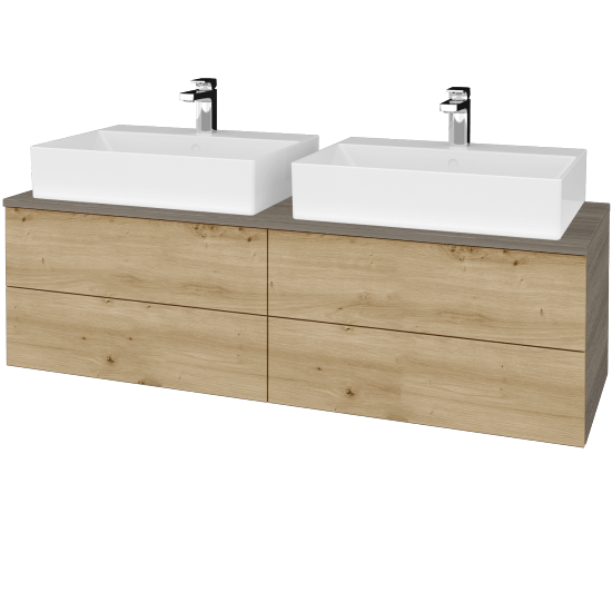 Kúpeľňová skrinka MODULE SZZ4 140 umývadlo Kube - D03 Cafe - D22 Karamel - Nie