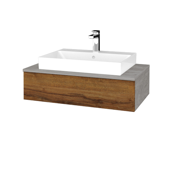 Kúpeľňová skrinka MODULE SZZ 80 umývadlo Glance - D01 Betón - D27 Cognac - Nie