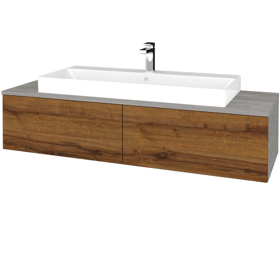 Kúpeľňová skrinka MODULE SZZ12 140 umývadlo Glance - D01 Betón - D27 Cognac - Nie