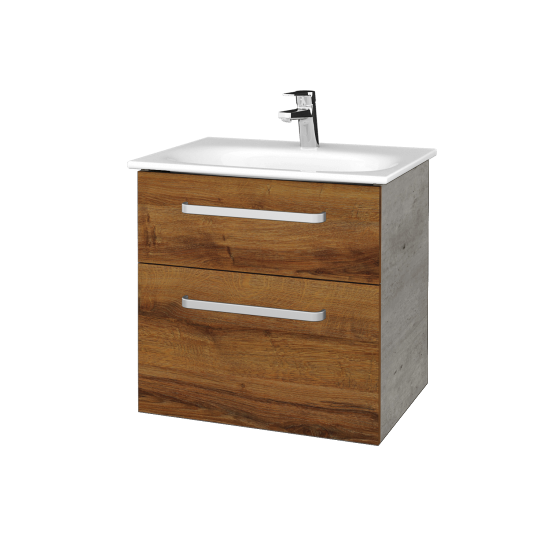 Kúpeľňová skrinka PROJECT SZZ2 60  - D01 Betón - Úchytka T01 - D27 Cognac