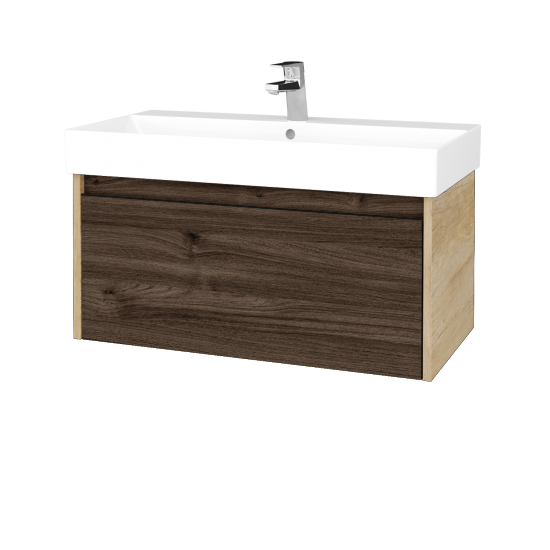 Kúpeľňová skrinka BONO SZZ 85 umývadlo Glance - D15 Nebraska - Úchytka T33 - D25 Teak