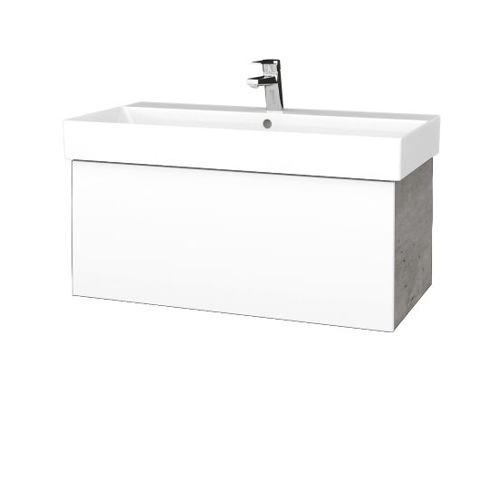 Kúpeľňová skrinka VARIANTE SZZ 85 umývadlo Glance - D01 Betón - M01 Biela mat