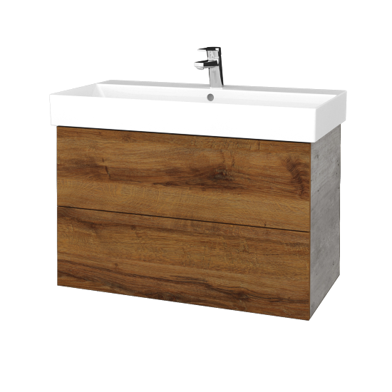 Umývadlová skrinka VARIANTE SZZ2 85 umývadlo Glance - D01 Betón - D27 Cognac