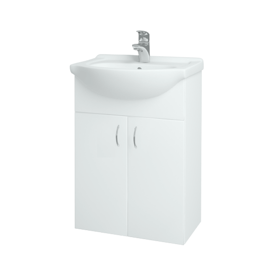 Kúpeľňová skriňa PLUTO SZD2 55  - N01 Biela lesk - N01 Biela lesk