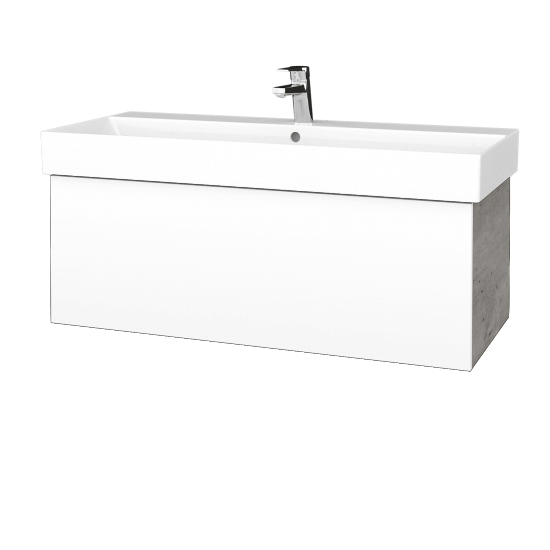 Kúpeľňová skrinka VARIANTE SZZ 100 umývadlo Glance - D01 Betón - L01 Biela vysoký lesk