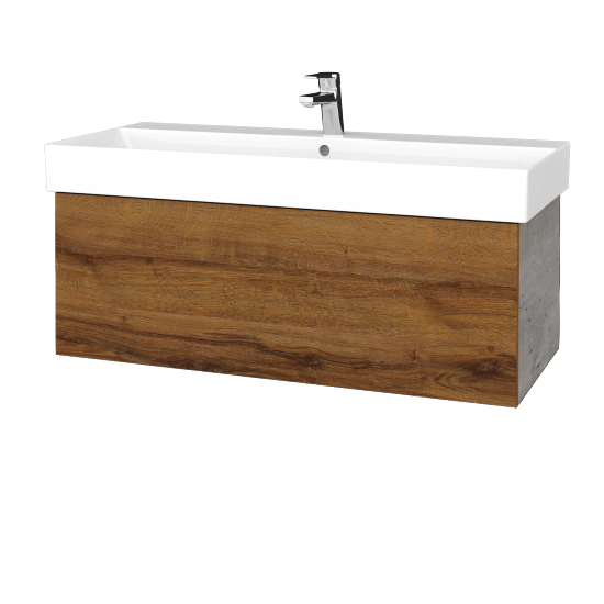 Umývadlová skrinka VARIANTE SZZ 100 umývadlo Glance - D01 Betón - D27 Cognac