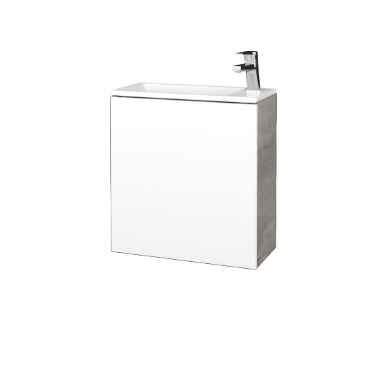 Kúpeľňová skrinka VARIANTE SZD 50 umývadlo Zoom - D01 Betón - L01 Biela vysoký lesk - Levé