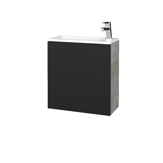 Kúpeľňová skrinka VARIANTE SZD 50 umývadlo Zoom - D01 Betón - L03 Antracit vysoký lesk - Levé
