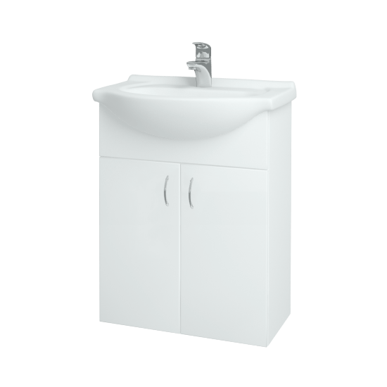 Kúpeľňová skriňa PLUTO SZD2 60  - N01 Biela lesk - N01 Biela lesk
