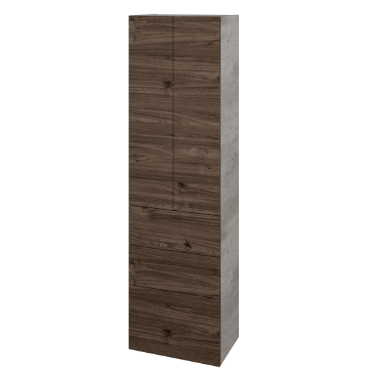 Vysoká skriňa DOS SVD2Z3 50  - D01 Betón - Úchytka T00 - D25 Teak
