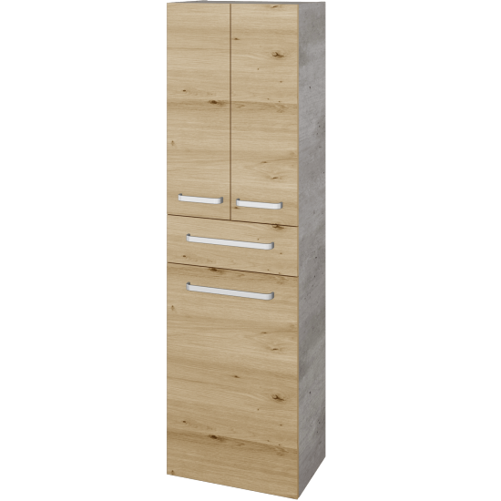 Vysoká skriňa s košom na bielizeň DOS SVD3ZK 50  - D01 Betón - Úchytka T01 - D22 Karamel