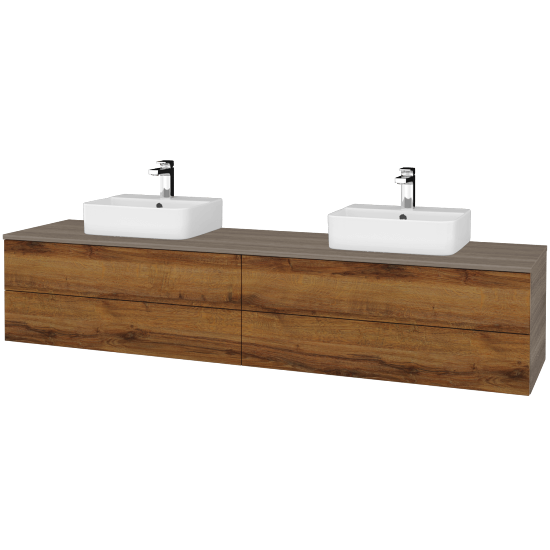 Kúpeľňová skrinka MODULE SZZ4 200 umývadlo Joy 3 - D03 Cafe - D27 Cognac - Nie