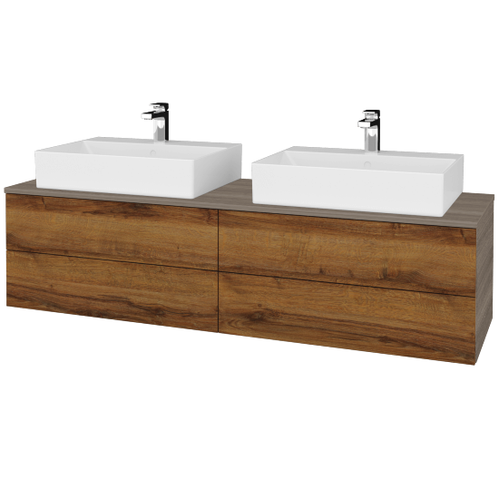 Kúpeľňová skrinka MODULE SZZ4 160 umývadlo Kube - D03 Cafe - D27 Cognac - Nie