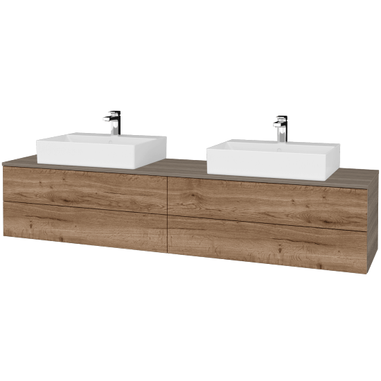 Kúpeľňová skrinka MODULE SZZ4 200 umývadlo Kube - D03 Cafe - D21 Tobacco - Nie