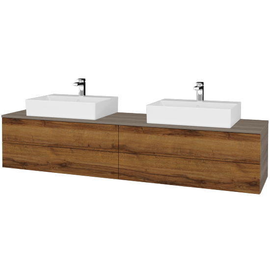 Kúpeľňová skrinka MODULE SZZ4 200 umývadlo Kube - D03 Cafe - D27 Cognac - Nie