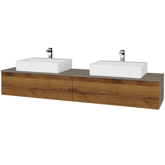 Kúpeľňová skrinka MODULE SZZ12 200 umývadlo Kube - D03 Cafe - D27 Cognac - Nie