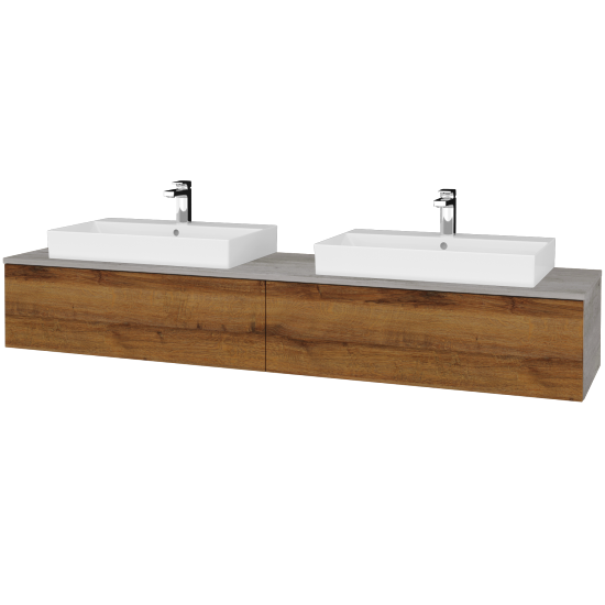 Kúpeľňová skrinka MODULE SZZ12 200 umývadlo Glance - D01 Betón - D27 Cognac - Nie