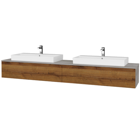 Kúpeľňová skrinka MODULE SZZ12 240 umývadlo Glance - D01 Betón - D27 Cognac - Nie