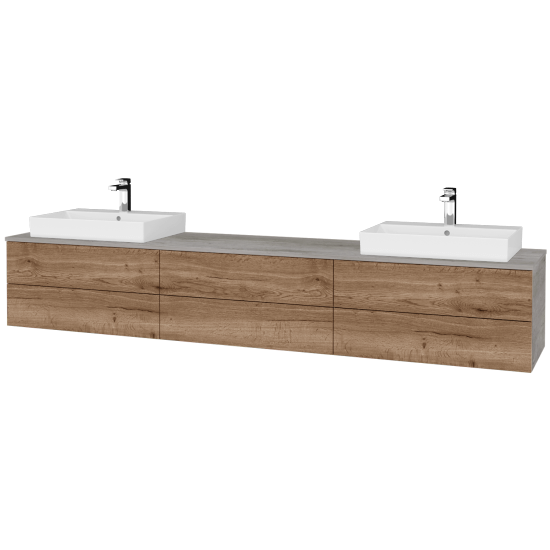 Kúpeľňová skrinka MODULE SZZ6 240 umývadlo Glance - D01 Betón - D21 Tobacco - Ľavé + Pravé - Nie