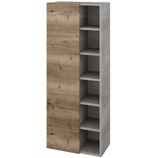 Vysoka kúpeľňova skriňa DOS SVDO6 60  - D01 Betón - D21 Tobacco - Levé