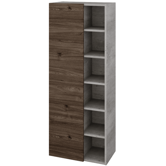Vysoka kúpeľňova skriňa DOS SVDO6 60  - D01 Betón - D25 Teak - Levé