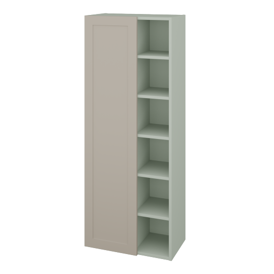 Vysoká kúpeľňova skrinka PORTO SVDO6 60  - L20 Mint Grey vysoký lesk - M05 Béžová mat - Levé