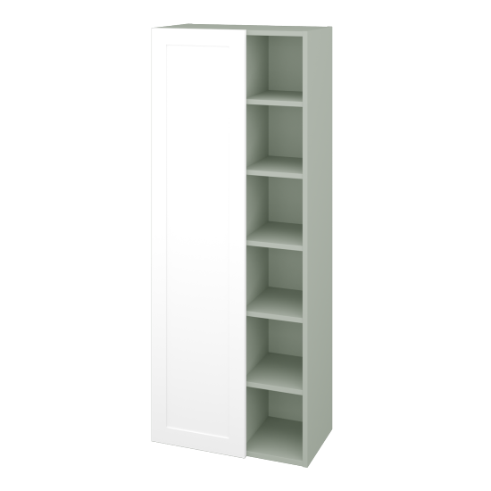 Vysoká kúpeľňova skrinka PORTO SVDO6 60  - L20 Mint Grey vysoký lesk - M01 Biela mat - Levé