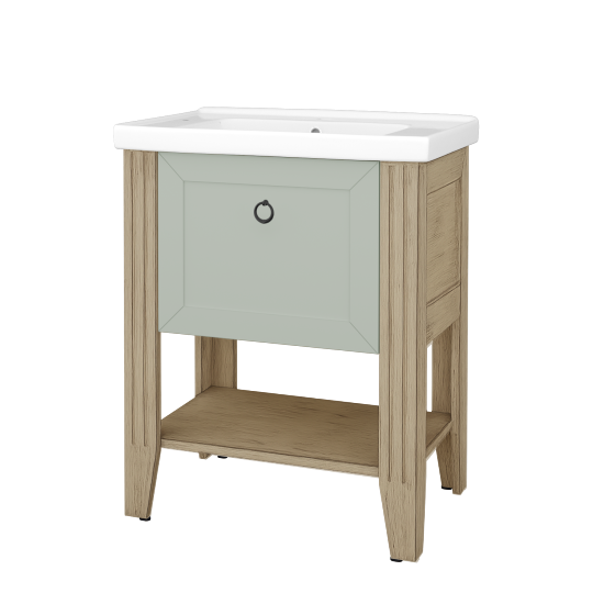 Skrinka pod umývadlo ANTIK SUPZ 70  - M22 Cream mat patina - Úchytka T10 - M20 Mint grey mat